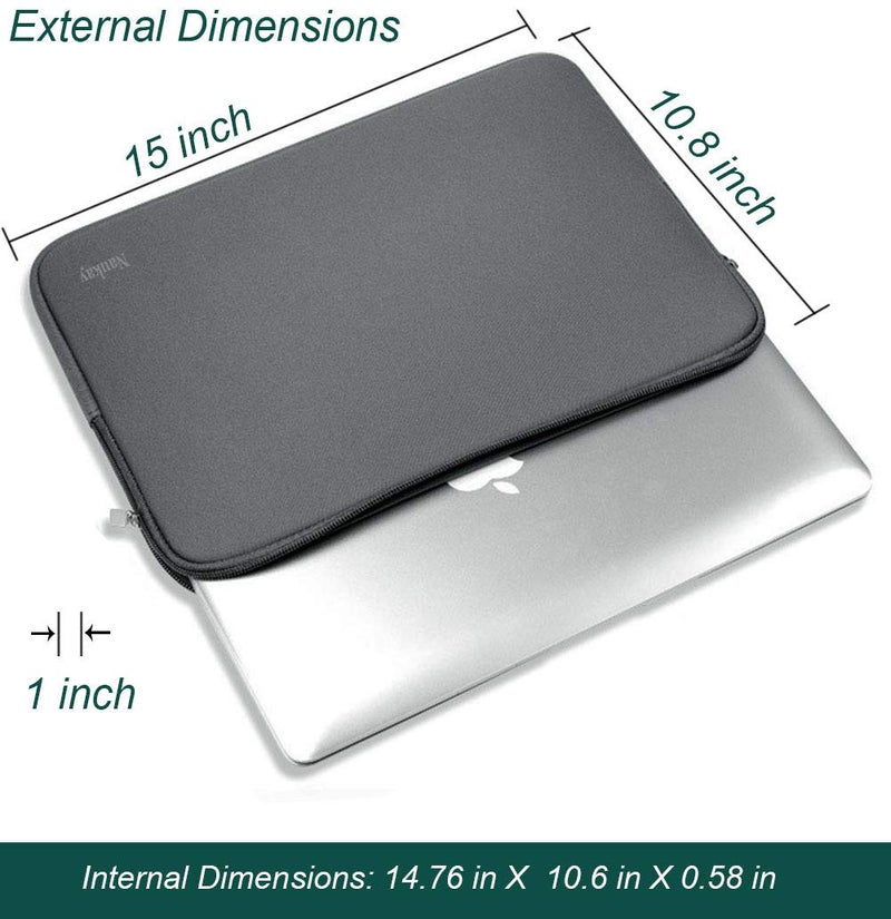 Naukay Laptop Sleeve Bag 15.6 Inch Resistant Neoprene Laptop Sleeve/Notebook Computer Pocket Case/Tablet Briefcase Carrying Bag fit for Computer Notebook MacBook- (Grey) - Image 5